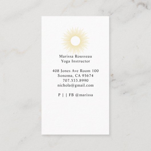 ヨガインストラクターロータスポーズビジネスカード 名刺 (裏面)