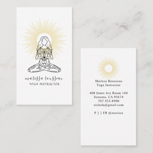 ヨガインストラクターロータスポーズビジネスカード 名刺 (正面/裏面)