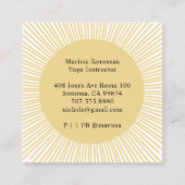 ヨガインストラクターロータスポーズ金ゴールドサンレイズ スクエア名刺 (裏面)