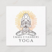ヨガインストラクターロータスポーズ金ゴールドマンダラ スクエア名刺 (正面)