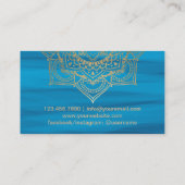 ヨガインストラクターロータスマンダラターコイズ&金ゴールド 名刺 (裏面)