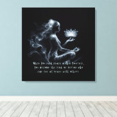 ヨガインストラクターロータスメディテーションポーズミ白熱［赤熱］光を放つスト キャンバスプリント (インサイチュ (ウッドフロア))