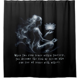 ヨガインストラクターロータスメディテーションポーズミ白熱［赤熱］光を放つスト シャワーカーテン