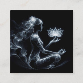 ヨガインストラクターロータスメディテーションポーズミ白熱［赤熱］光を放つスト スクエア名刺