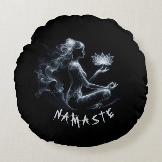 ヨガインストラクターロータスメディテーションポーズミ白熱［赤熱］光を放つスト ラウンドクッション (正面)