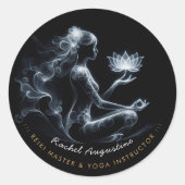 ヨガインストラクターロータスメディテーションポーズミ白熱［赤熱］光を放つスト ラウンドシール (正面)