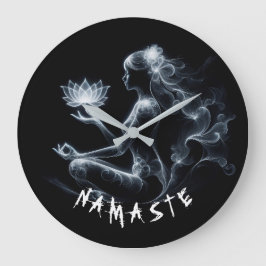 ヨガインストラクターロータスメディテーションポーズミ白熱［赤熱］光を放つスト ラージ壁時計