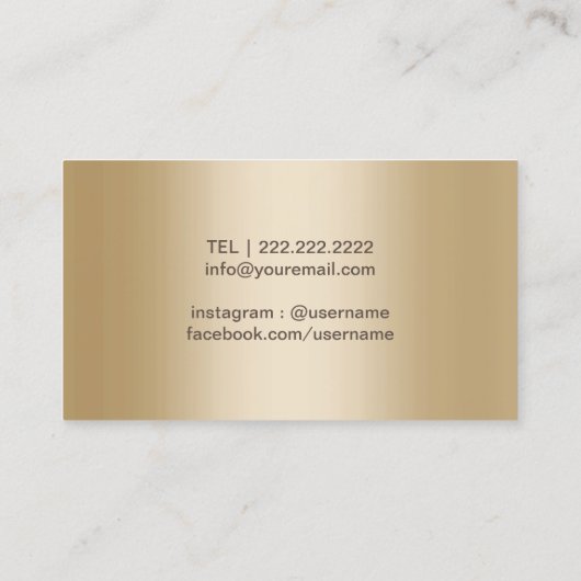 ヨガインストラクターロータスロゴトレンディーティール（緑がかった色）&金ゴールド 名刺 (裏面)