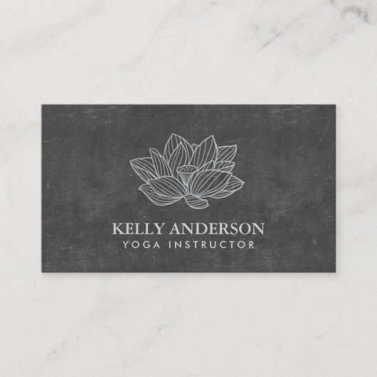 ヨガインストラクターヴィンテージロータスフラワーシャルボード 名刺 (正面)