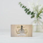 ヨガインストラクターヴィンテージ金ゴールドオムサインナマステ 名刺 (スタンド正面)