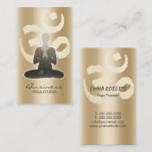 ヨガインストラクターヴィンテージ金ゴールドオムシンボルナマステ 名刺 (正面/裏面)