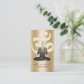 ヨガインストラクターヴィンテージ金ゴールドオムシンボルナマステ 名刺 (スタンド正面)