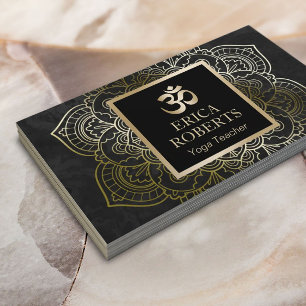 ヨガインストラクターヴィンテージ金ゴールドマンダラ&オムサイン 名刺