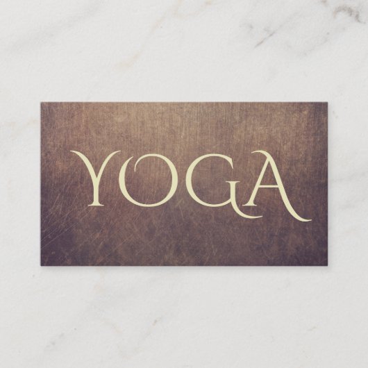ヨガインストラクターヴィンテージ金ゴールド&レザー 名刺 (正面)