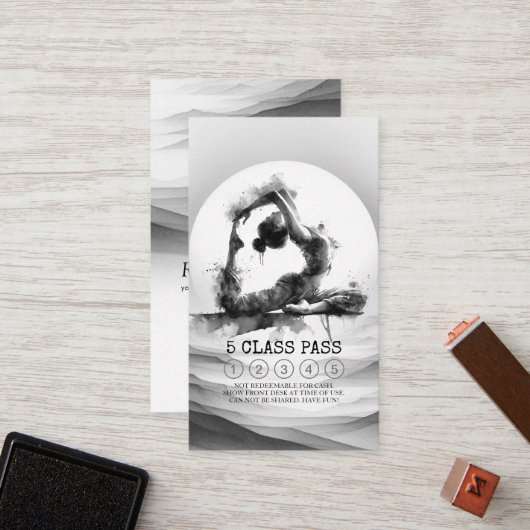 ヨガインストラクター一本足キングポーズ5クラスパス ロイヤリティカード (正面/裏面インサイチュ)