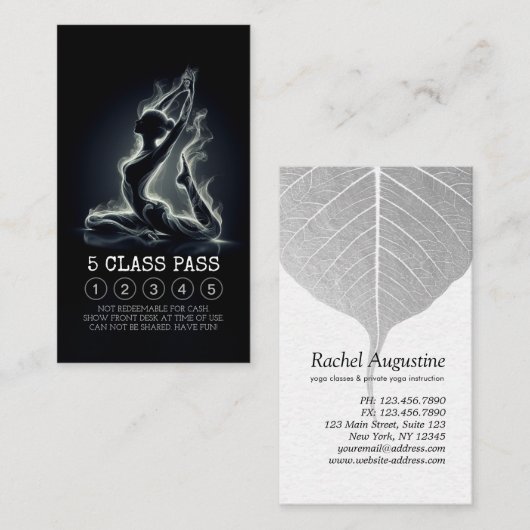 ヨガインストラクター一本足キングポーズ5クラスパス ロイヤリティカード (正面/裏面)