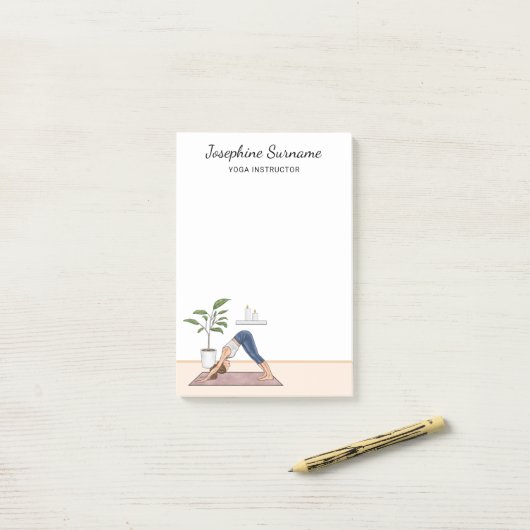 ヨガインストラクター下向き犬ヨギーニ女性 ポストイット (デスク上)