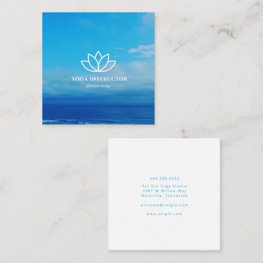 ヨガインストラクター先生スタジオゼンロータスフラワー スクエア名刺 (正面/裏面)