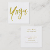 *ヨガインストラクター先生ホワイト金ゴールド モダン スクエア名刺 (正面/裏面)