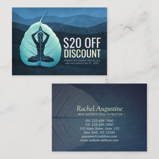 ヨガインストラクター割引クーポンロイヤリティボディリーフ 割引カード (正面/裏面)