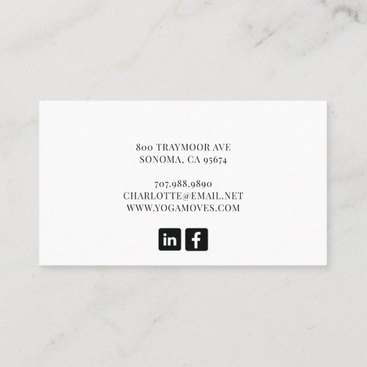ヨガインストラクター名刺 名刺 (裏面)