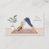 ヨガインストラクター女性下向き犬ポーズ 名刺 (正面)