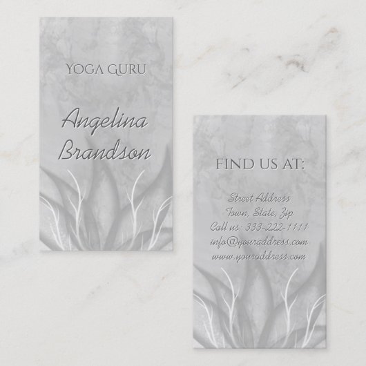 ヨガインストラクター様式化ロータスフラワーグレーカード 名刺 (正面/裏面)