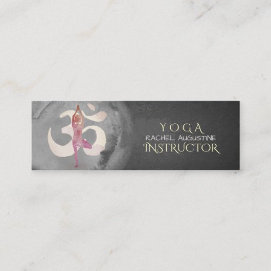 ヨガインストラクター水彩瞑想ポーズOMサイン スキニー名刺 (正面)