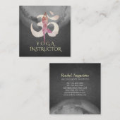 ヨガインストラクター水彩瞑想ポーズOMサイン スクエア名刺 (正面/裏面)