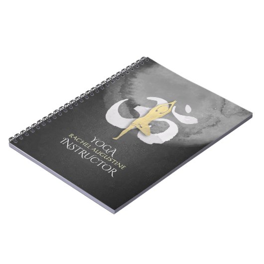ヨガインストラクター水彩瞑想ポーズOMサイン ノートブック (左側)