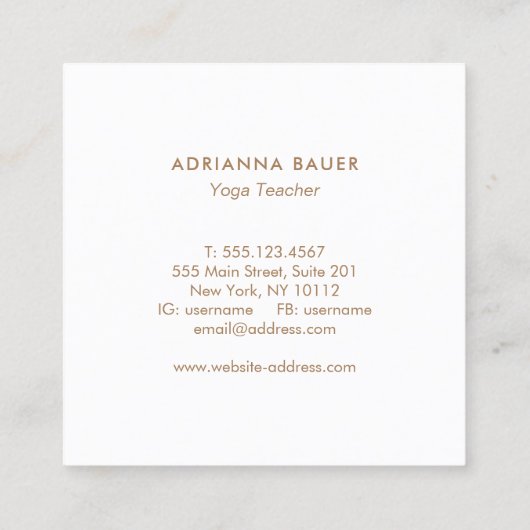 ヨガインストラクター水彩蓮の花フローラ スクエア名刺 (裏面)