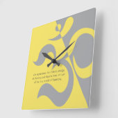 ヨガインストラクター照明イエローグレーOM引用文 スクエア壁時計 (傾斜)