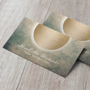 ヨガインストラクター白熱［赤熱］光を放つ金ゴールド円ヴィンテージ 名刺