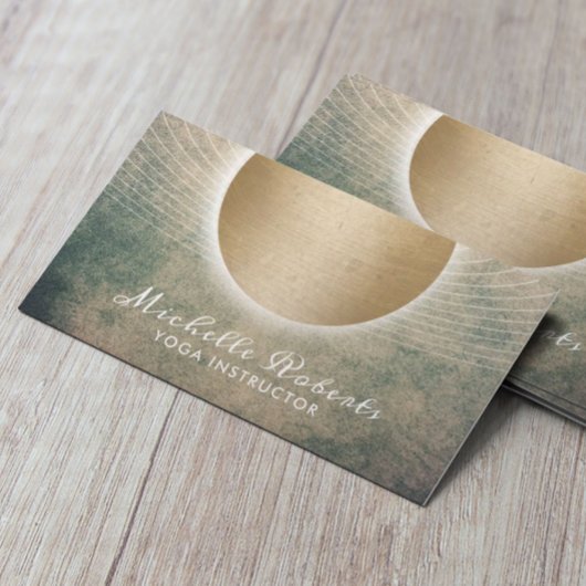 ヨガインストラクター白熱［赤熱］光を放つ金ゴールド円ヴィンテージ 名刺