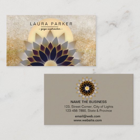 ヨガインストラクター瞑想ホリスティックロータスフラワー 名刺 (正面/裏面)