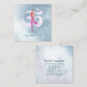 ヨガインストラクター瞑想ポーズオムサインウォーター色 スクエア名刺 (正面/裏面)