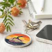 ヨガインストラクター瞑想ポーズサン飛んでいるアイランド  キーホルダー (側面)