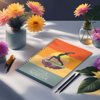 ヨガインストラクター瞑想ポーズサン飛んでいるアイランド ノートブック