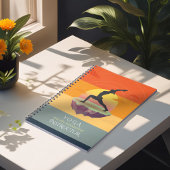 ヨガインストラクター瞑想ポーズサン飛んでいるアイランド ノートブック