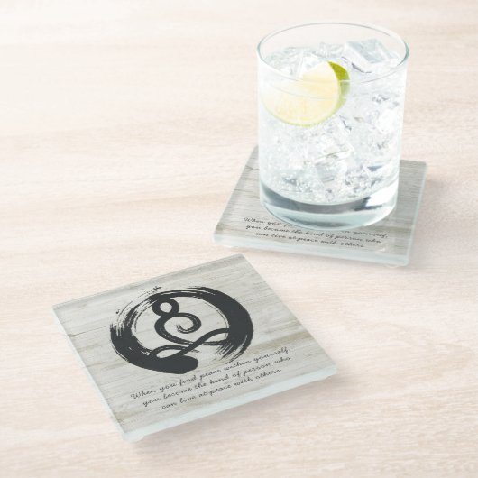 ヨガインストラクター瞑想ポーズゼンシンボル引用文 ガラスコースター (アングル)