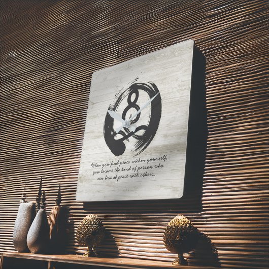 ヨガインストラクター瞑想ポーズゼンシンボル引用文 スクエア壁時計