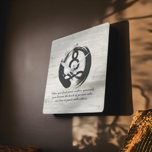 ヨガインストラクター瞑想ポーズゼンシンボル引用文 スクエア壁時計