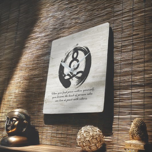 ヨガインストラクター瞑想ポーズゼンシンボル引用文 スクエア壁時計