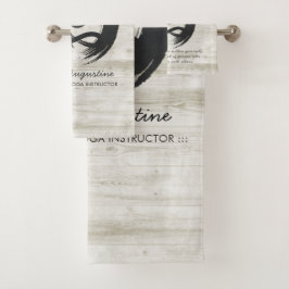 ヨガインストラクター瞑想ポーズゼンシンボル引用文 バスタオルセット