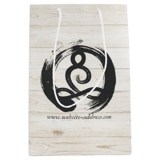 ヨガインストラクター瞑想ポーズヒーラー禅シンボル ミディアムペーパーバッグ (正面)