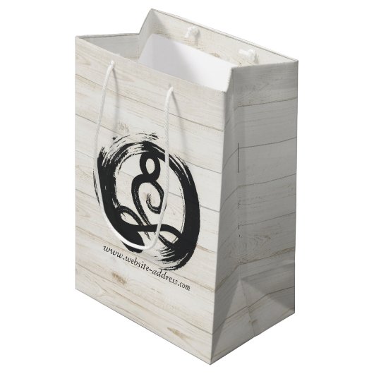 ヨガインストラクター瞑想ポーズヒーラー禅シンボル ミディアムペーパーバッグ (正面アングル)