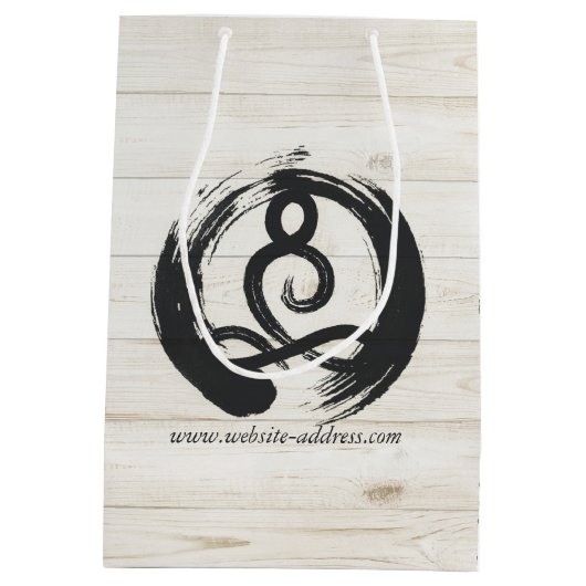 ヨガインストラクター瞑想ポーズヒーラー禅シンボル ミディアムペーパーバッグ (裏面)