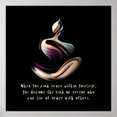 ヨガインストラクター瞑想ポーズブラシストローク引用文 ポスター (正面)