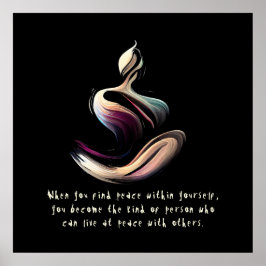 ヨガインストラクター瞑想ポーズブラシストローク引用文 ポスター