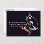 ヨガインストラクター瞑想ポーズブラシストローク引用文 ポストカード (正面/裏面)